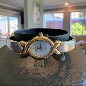 Now Two-Tone Women's Wrap Watch with Leather Band